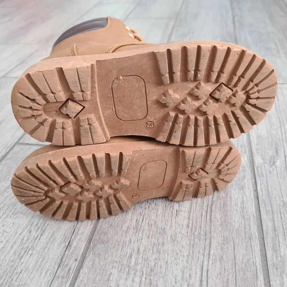 Rugged Bear Lace Up Ankle Boots Tan Brown Kids Size 13