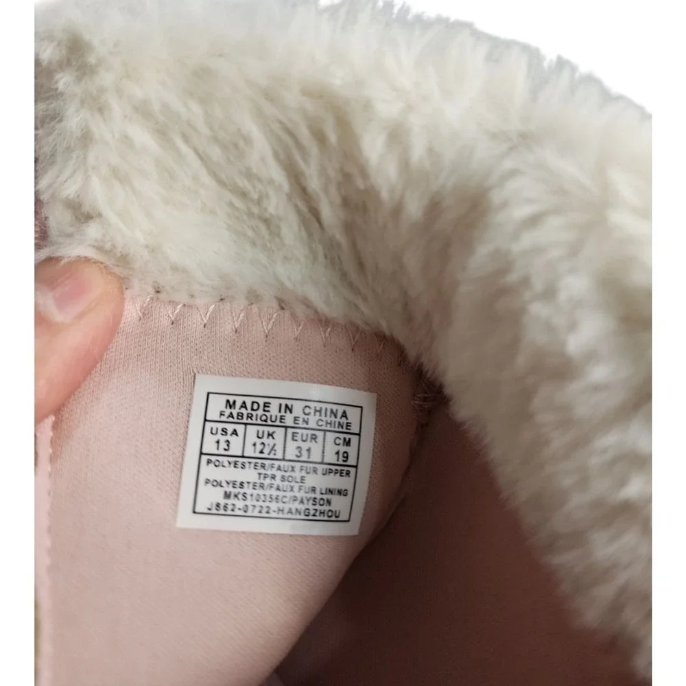 Michael Kors Payson Boots Kids Size 13 Pink Faux Fur Winter Designer Metallic MK