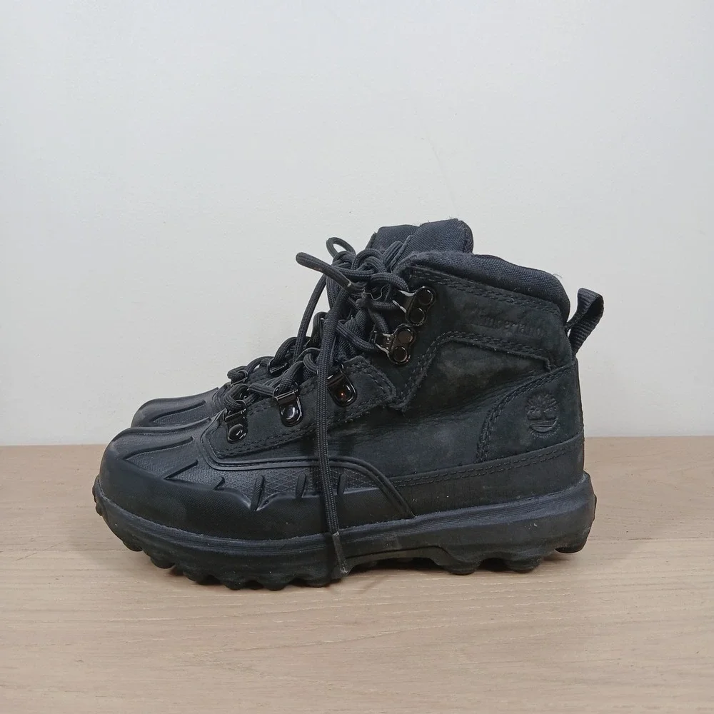 Timberland Euro Hiker Shell Toe Kids Size 13 Black Leather Rubber Boots WInter