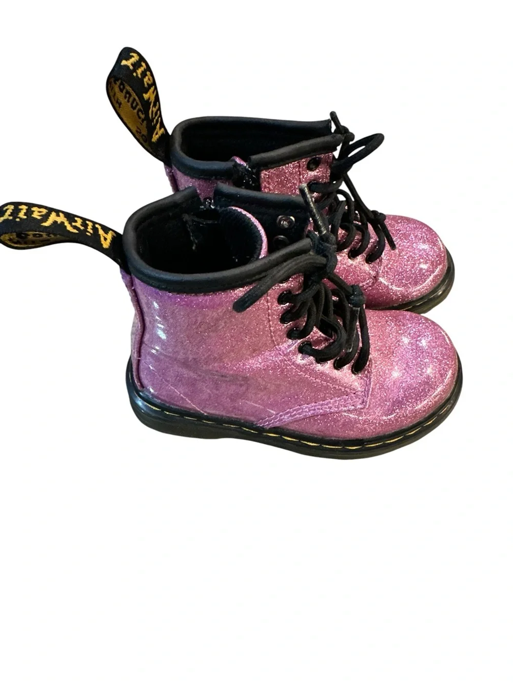 Dr. Martens 1460 Toddler Glitter Boots Pink Sparkle Lace Up Zip Sz 7US 6UK 23EU