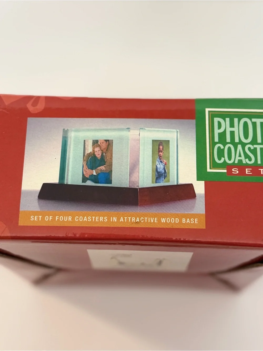 Glass Photo Coaster Set - 4 coasters with wooden base