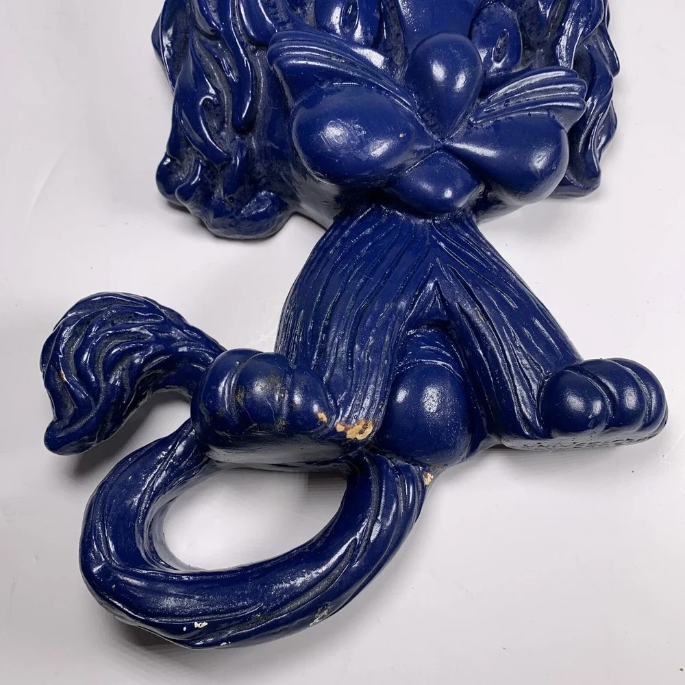 Vtg Blue Universal Statuary Corp Shaggy Lion Wall Hanging Decor Art Chicago 1970