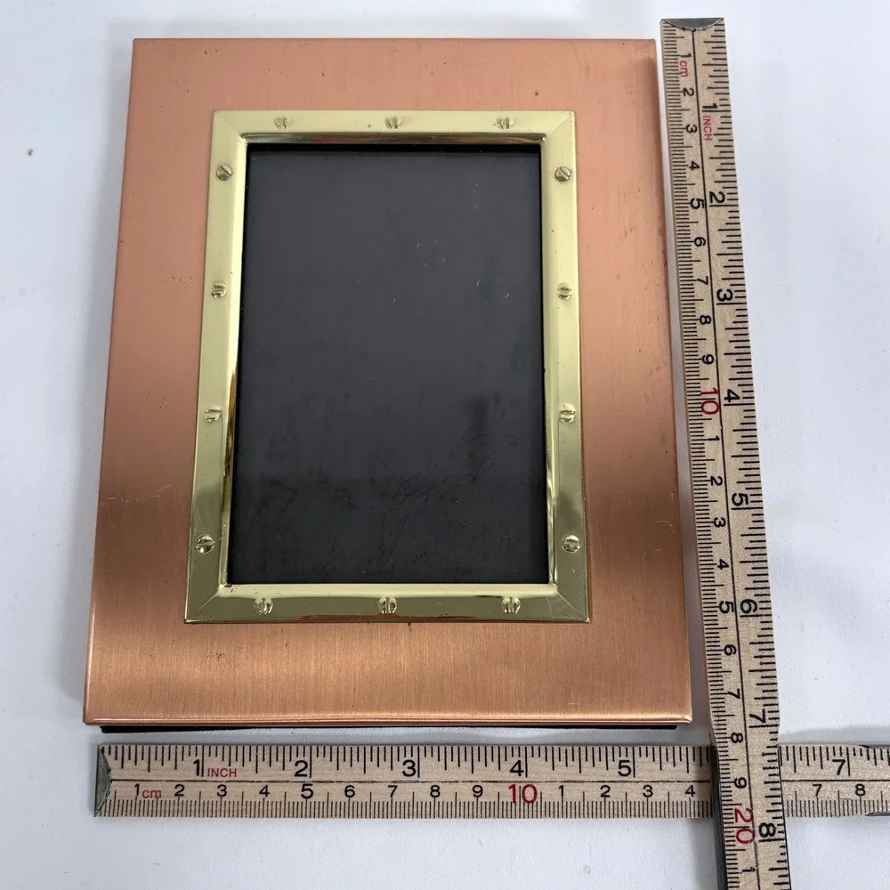 Vintage Photo Frame Copper Brass‎ Industrial Mixed Metal 5x7 Made in Korea