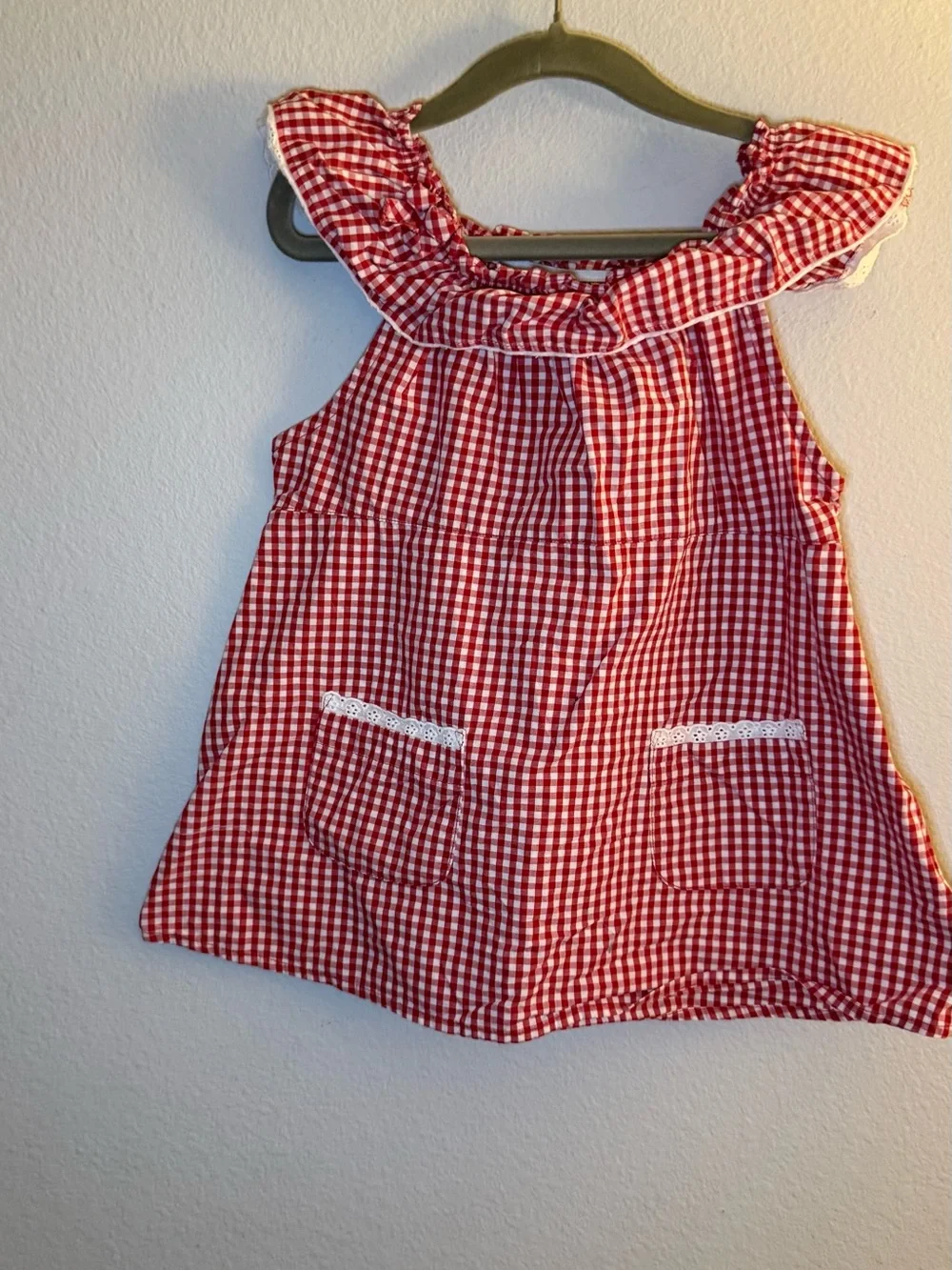 Gymboree Red and White Gingham Dress with Ruffle Neck