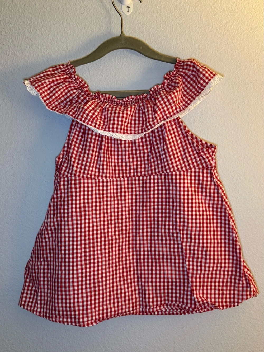 Gymboree Red and White Gingham Dress with Ruffle Neck