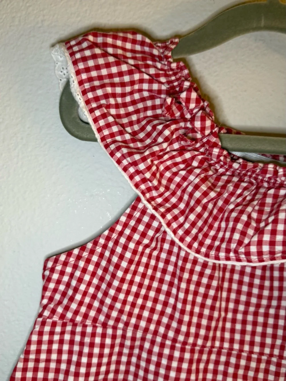 Gymboree Red and White Gingham Dress with Ruffle Neck