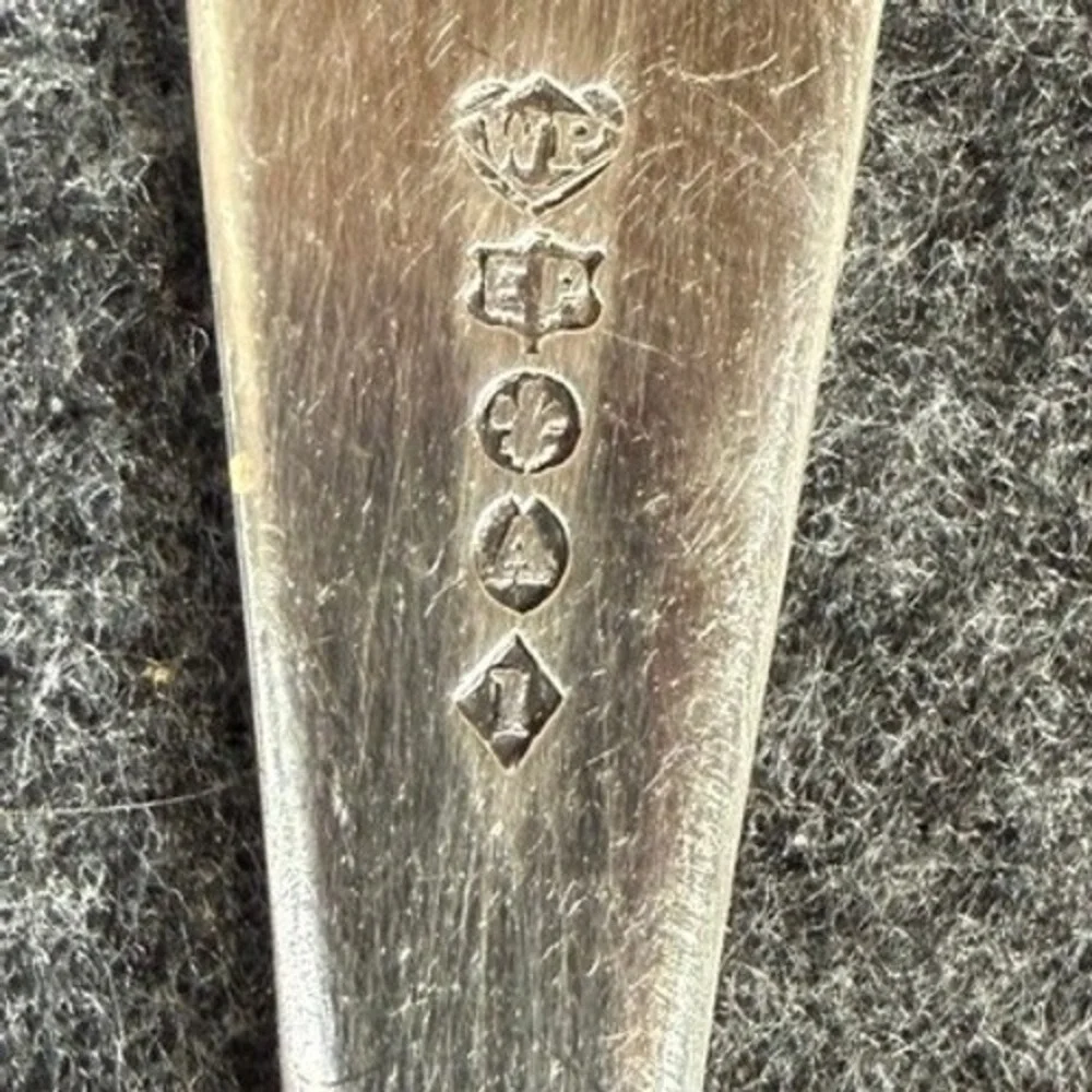 Antique‎ William Page WP EP Silver Plate Teaspoon Monogrammed Fiddle Shell Spoon