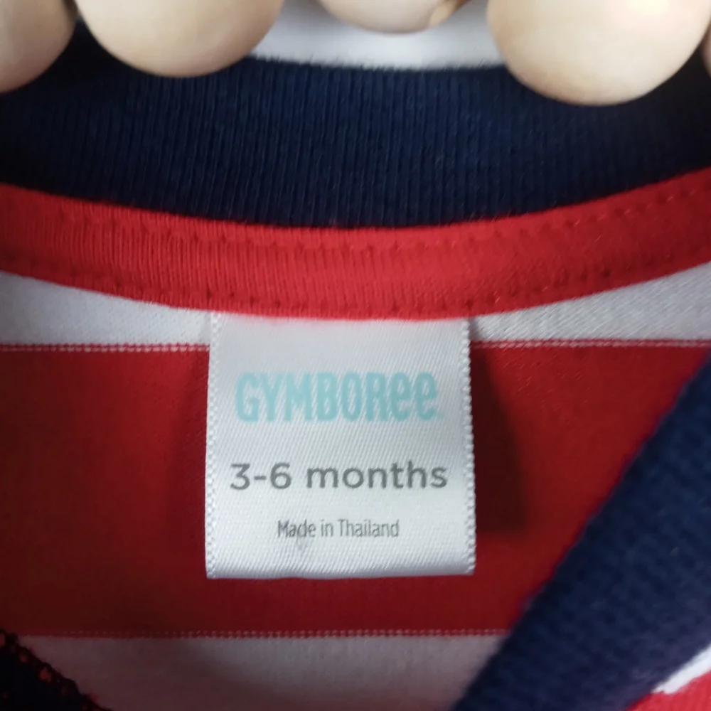 Gymboree boys size 3-6 mos red white blue striped romper navy bottom, stripes