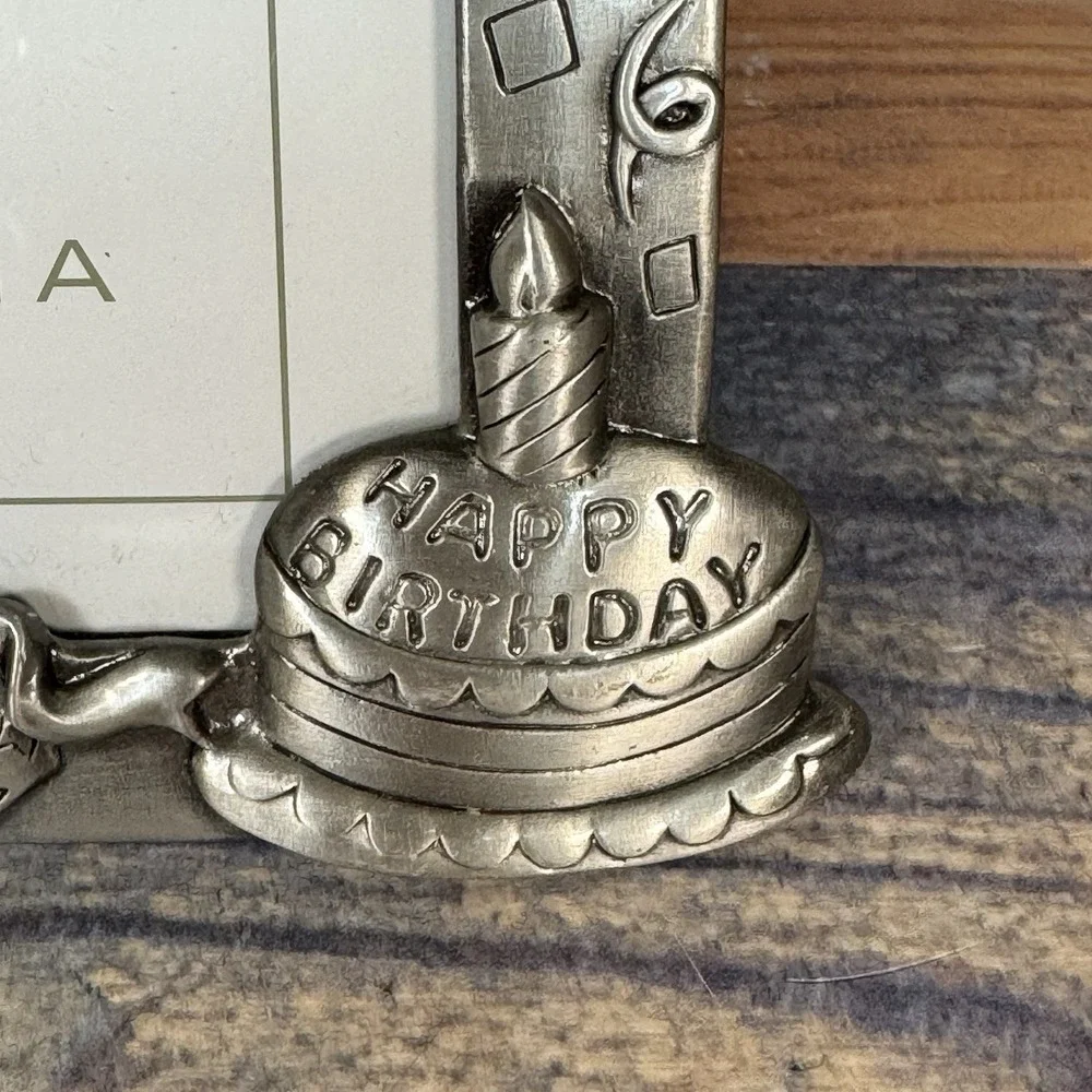 Happy Birthday Pewter Photo Frame 4 X 6 Picture Sonoma Lifestyle‎ Cake Balloons