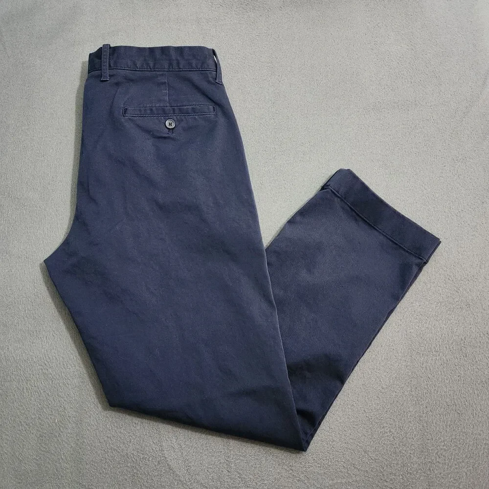 J. Crew Chino Pants Men 33X30 (34X29) Navy Flex Straight Leg