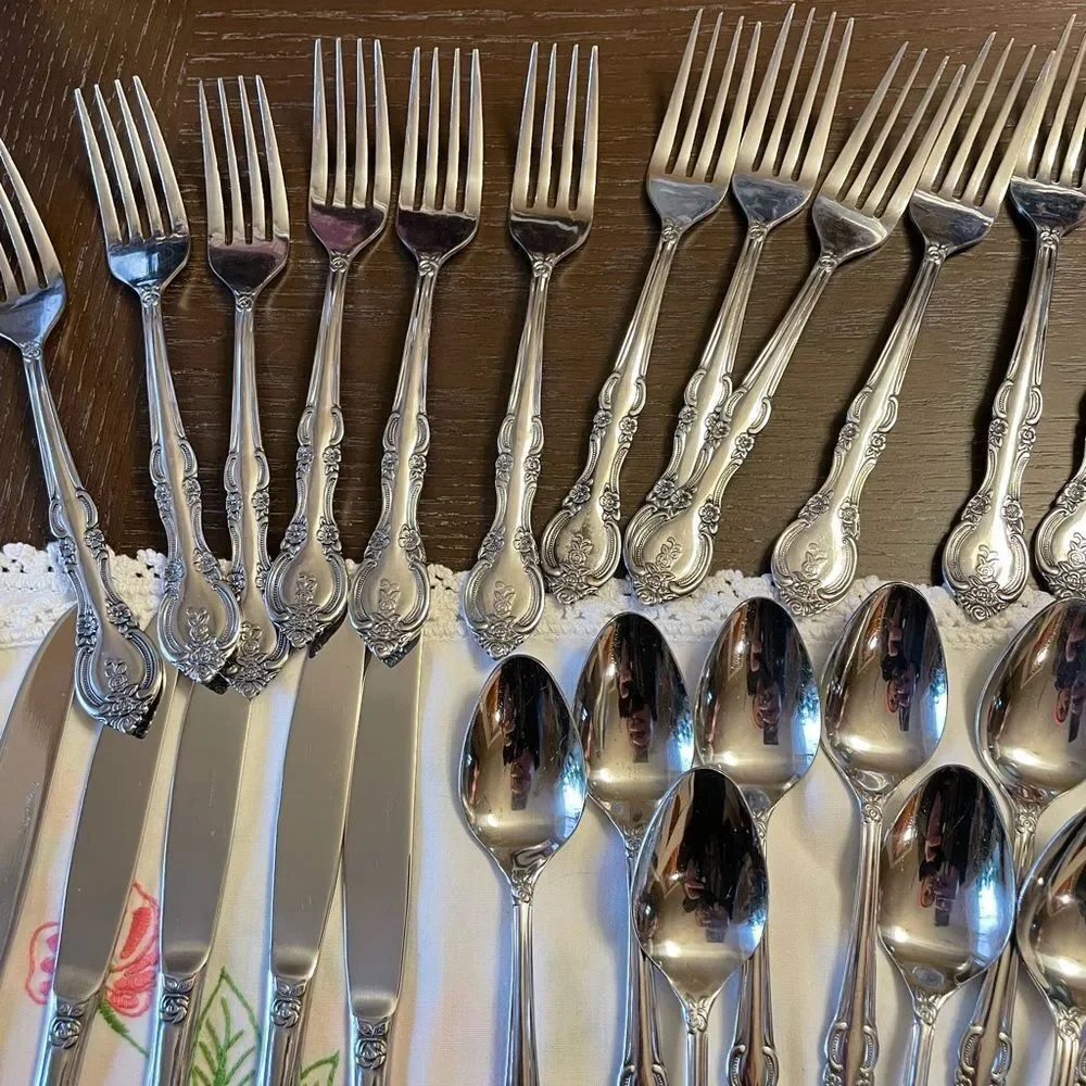 Marseille’s Vintage Flatware Rose Pattern Made in Japan Gorgeous Flatware