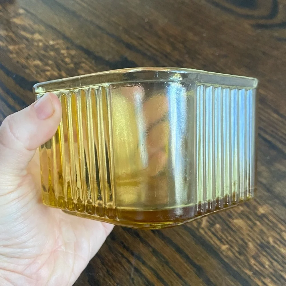 Vintage Federal Depression Glass Refrigerator Box Yellow