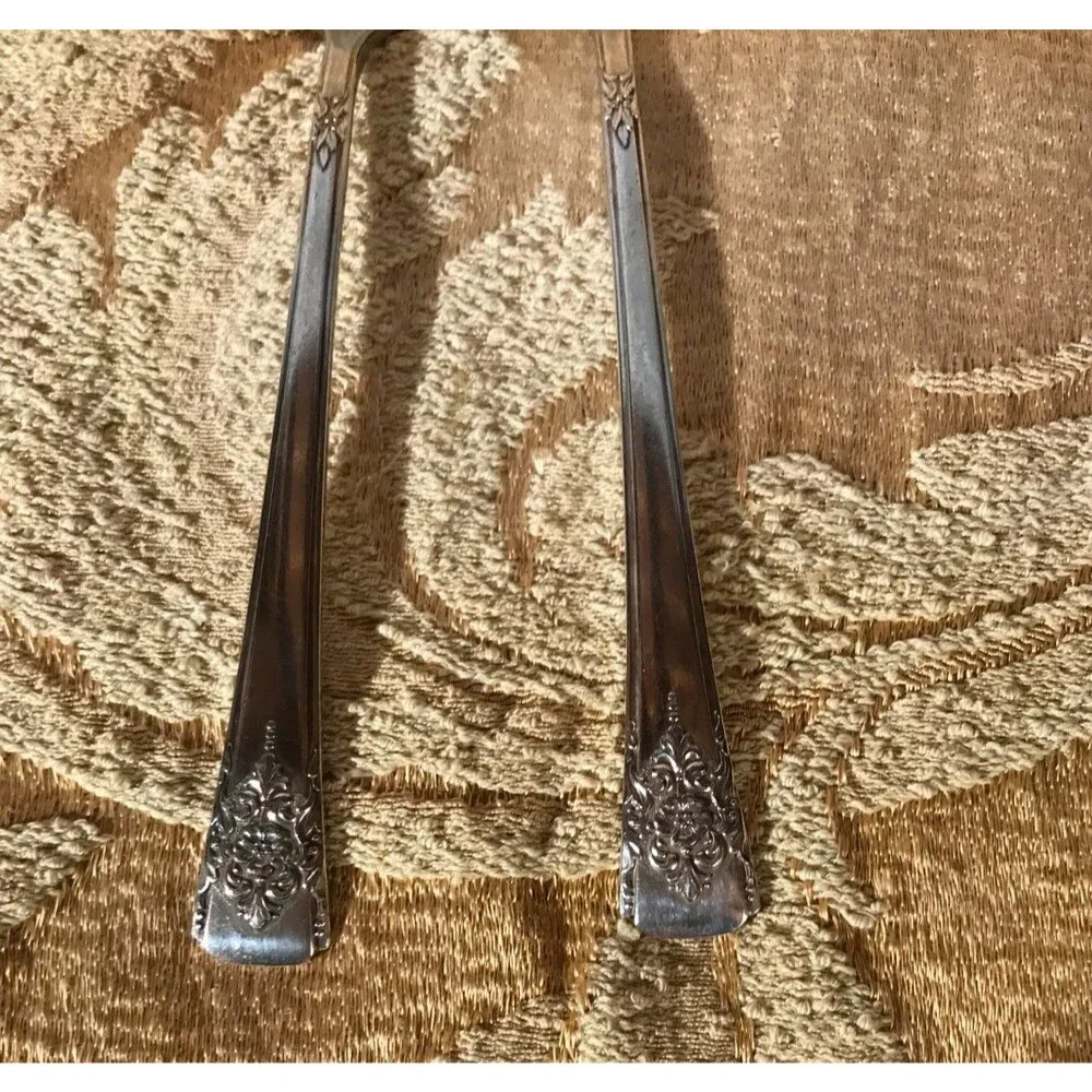 Vintage 1954 International Silver Mountain Rose Salad Fork Set of Two WM Rogers
