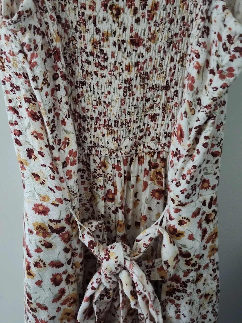 Abercrombie & Fitch Cream Floral Maxi Dress with Rust and Mustard Accents