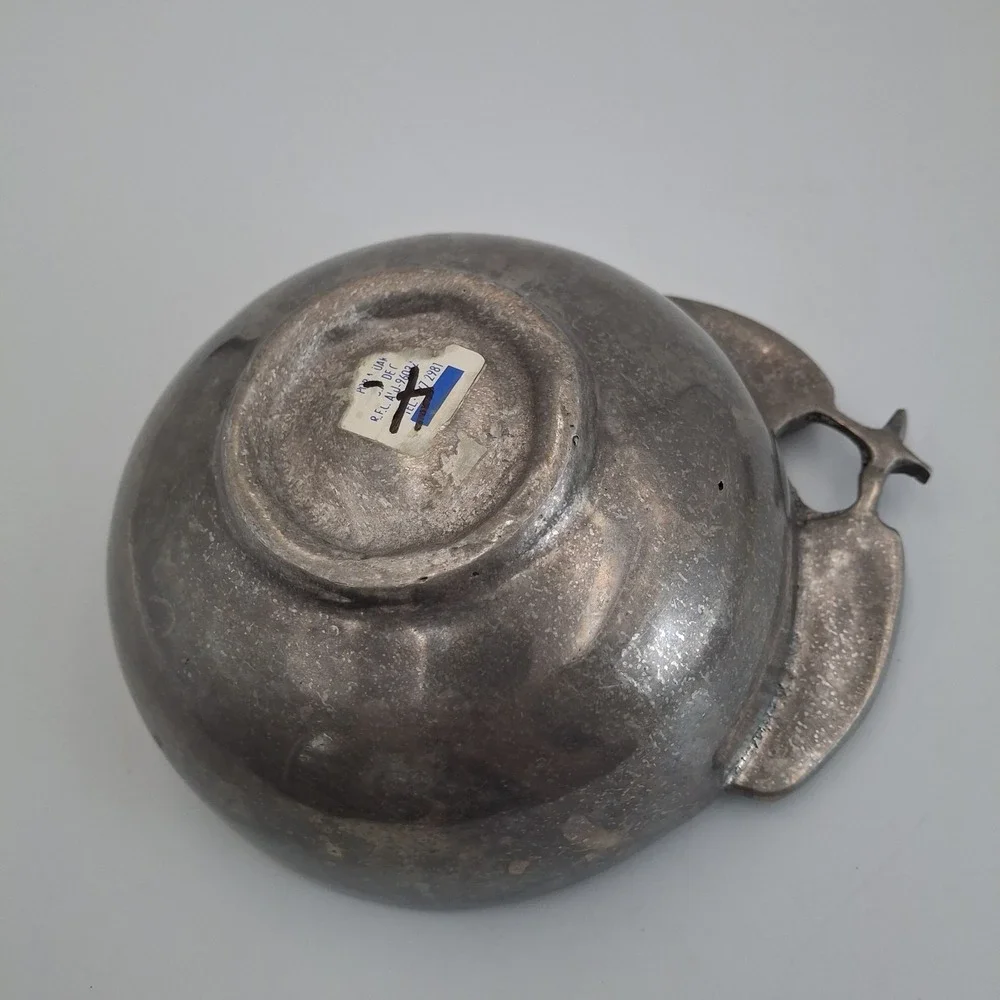 Vintage Mexican Pewter Chili Pepper Handle Bowl Poma-Uar Mexico Silver‎ Tone 6
