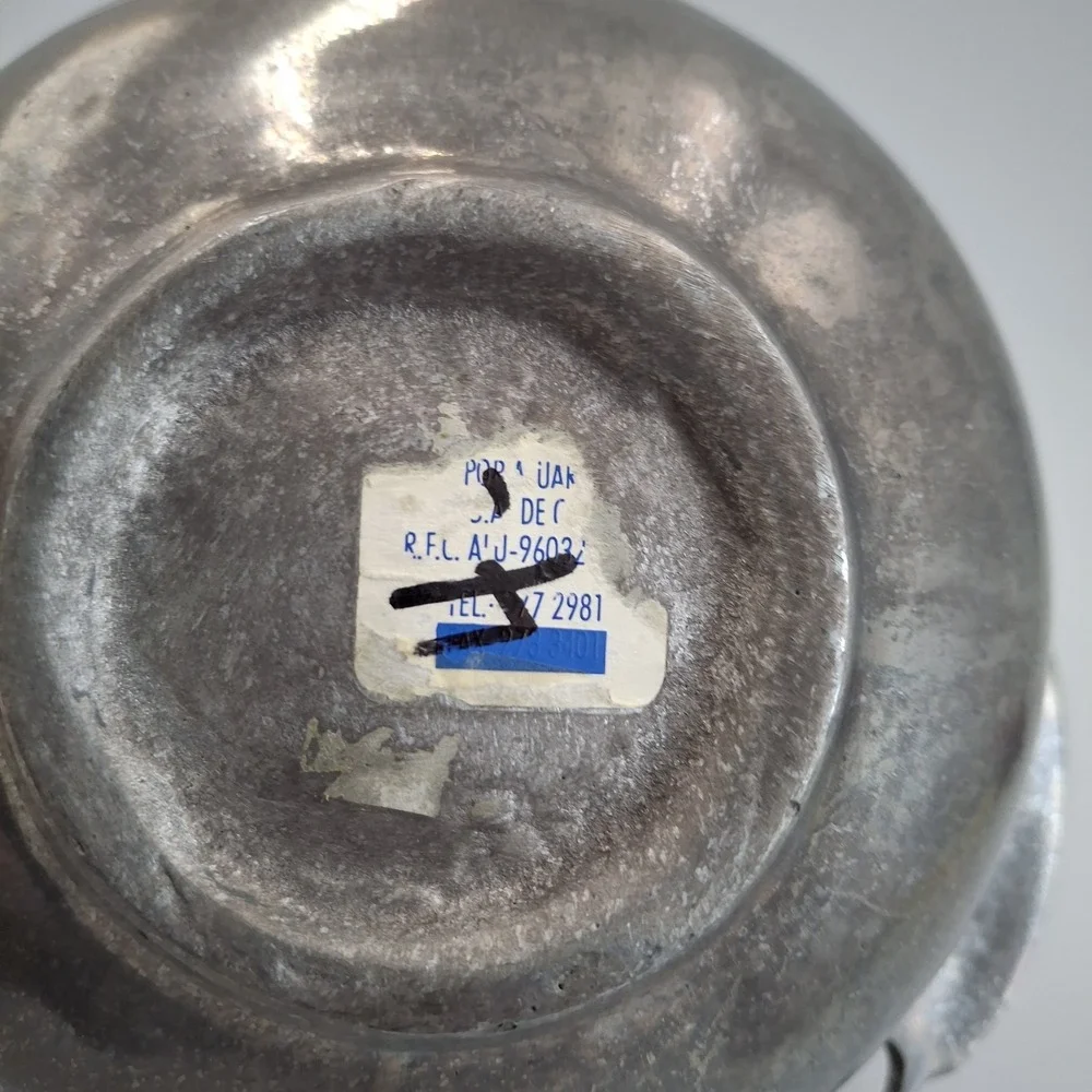 Vintage Mexican Pewter Chili Pepper Handle Bowl Poma-Uar Mexico Silver‎ Tone 6