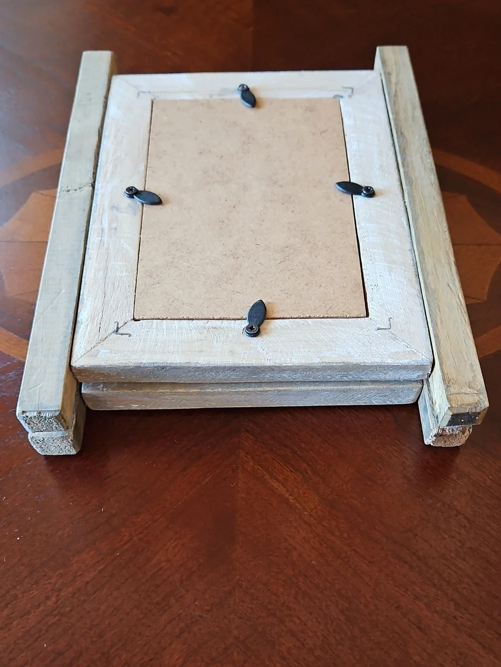 Vintage Rustic Distressed Weathered Wood Triple Hinged Picture Frame