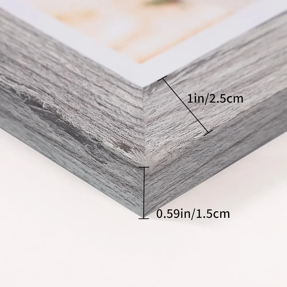 4x6 Collage Picture Frame 3 Opening Gray Wood Real Glass Horizontal Wall Decor