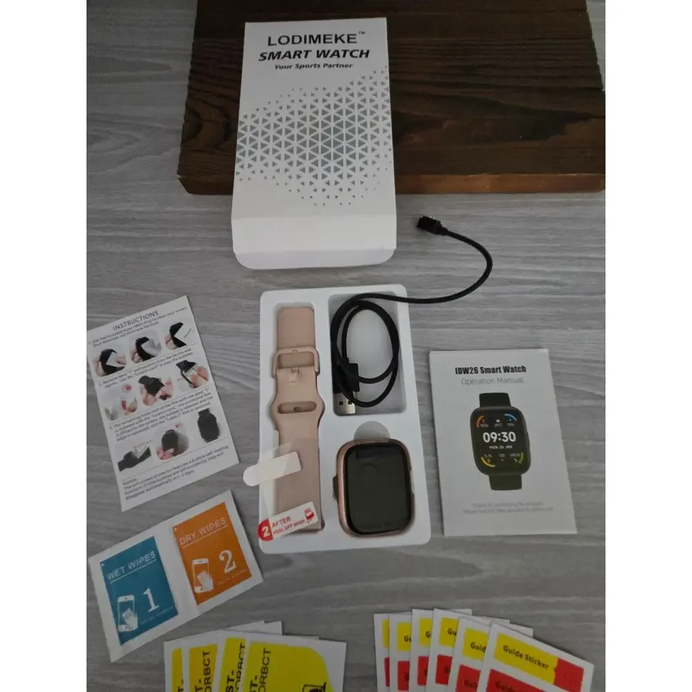 LODIMEKE 44mm Smart Watch Alexa Calls Heart Rate Android iOS SP02 IP68 + Extras