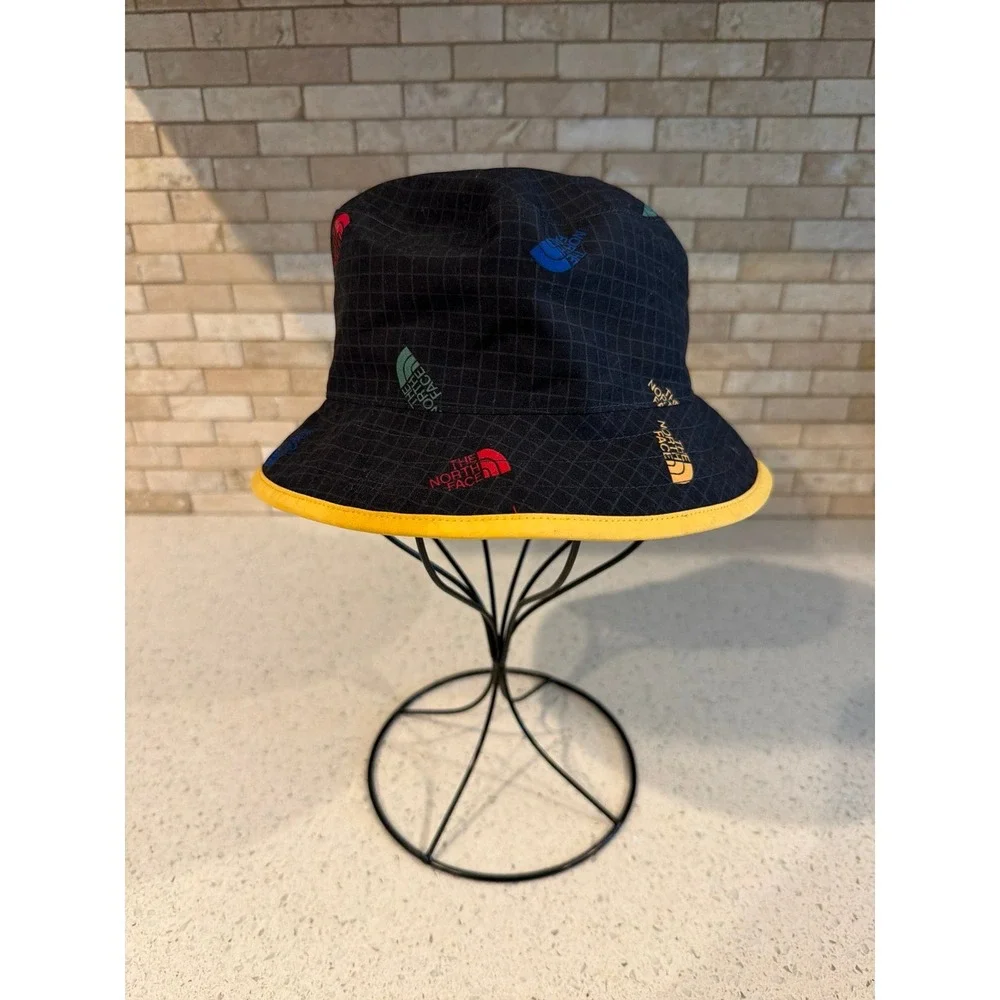 The North Face Kids Bucket Hat Black Multicolor Logo Print Outdoor Sun Hat Youth