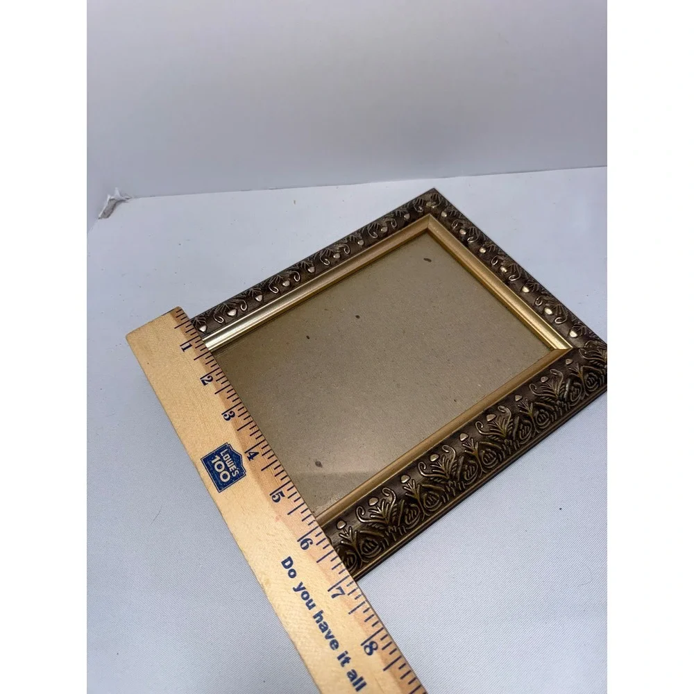 Vintage Ornate Gold Picture Frame 5x7 Tabletop Baroque Scroll Relief Decor