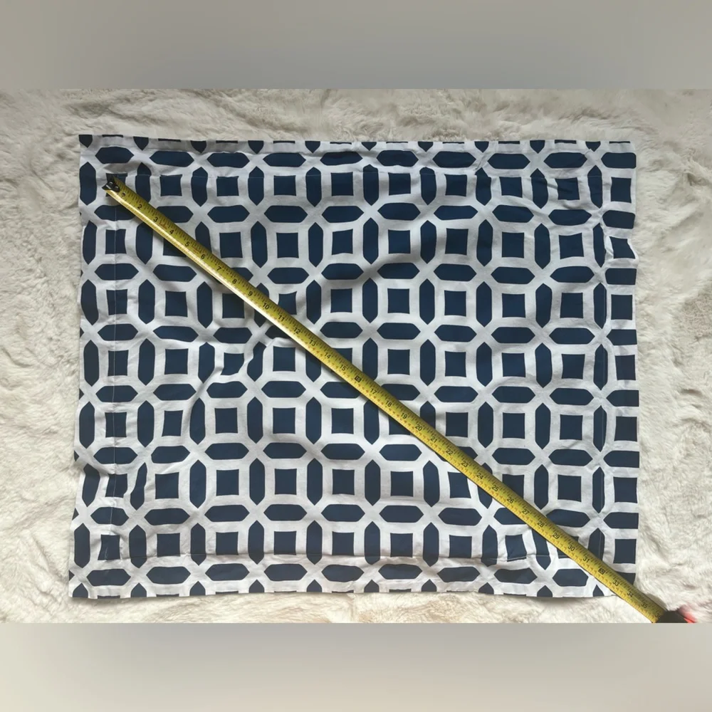 One (1) Pottery Barn Teen Navy and White Geometric Standard Size Pillow cover