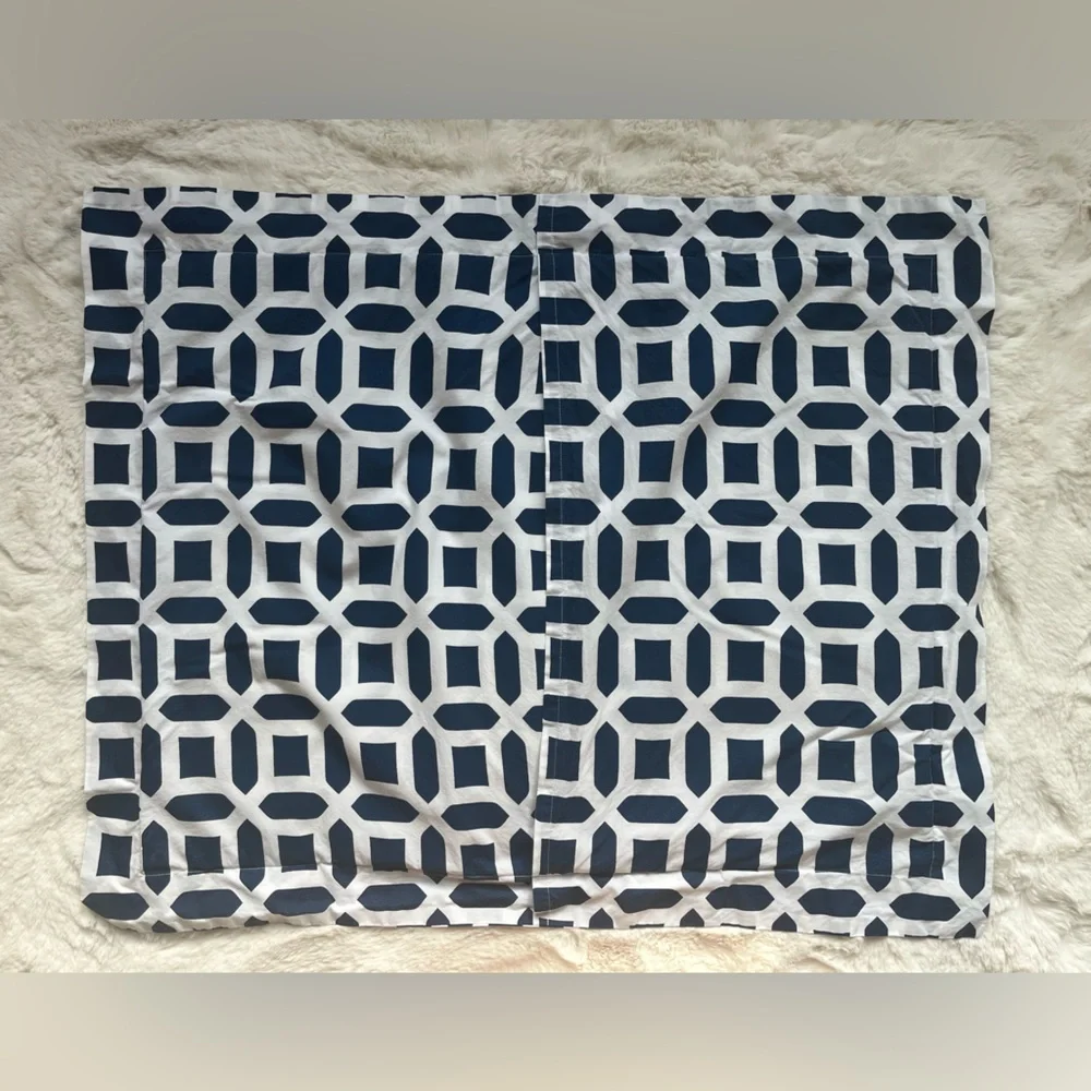 One (1) Pottery Barn Teen Navy and White Geometric Standard Size Pillow cover