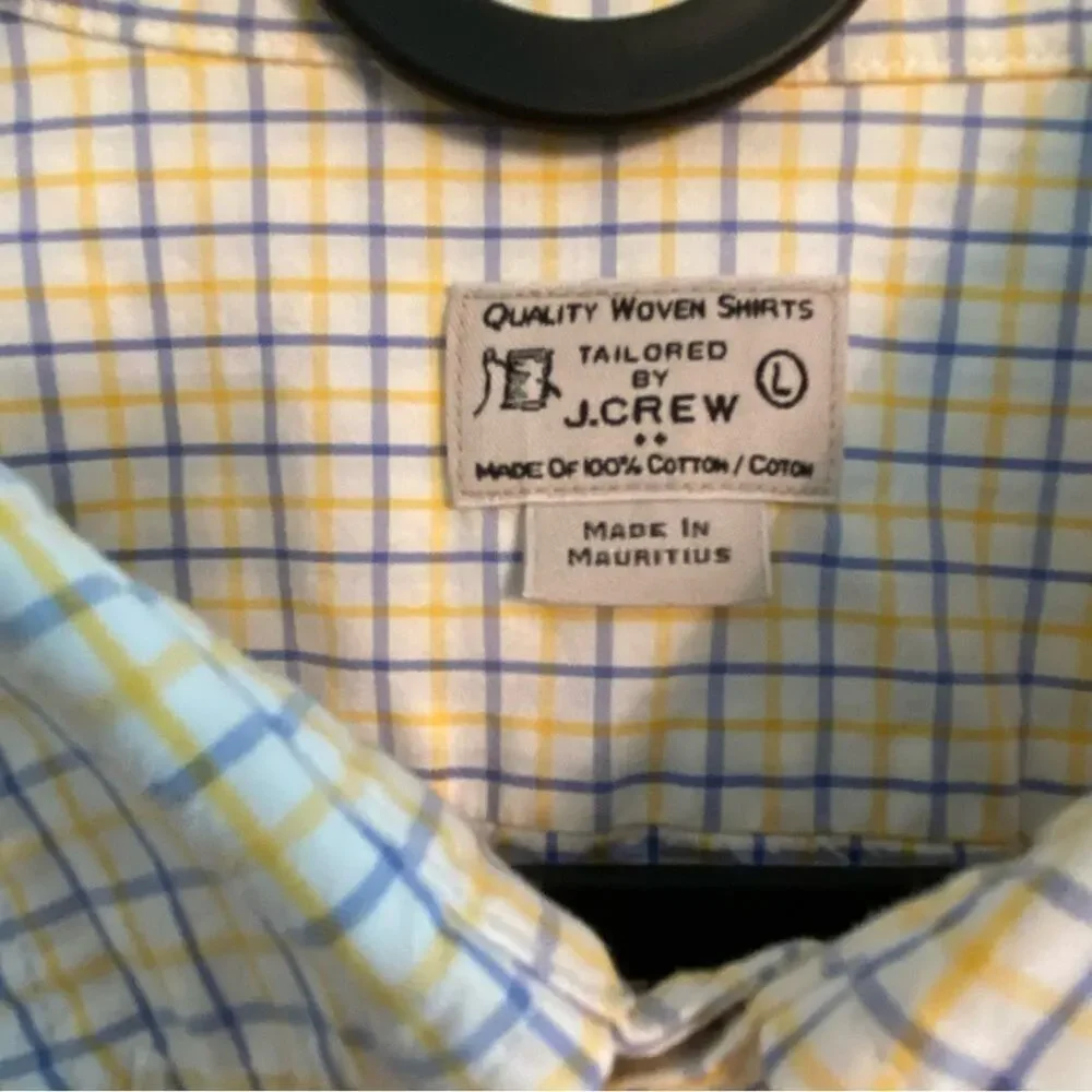 J. Crew Button Down Shirt Mens Size Large Plaid Check tailored Fit L