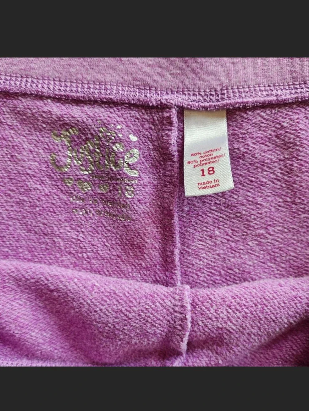 Justice purple sweat shorts girls size 18