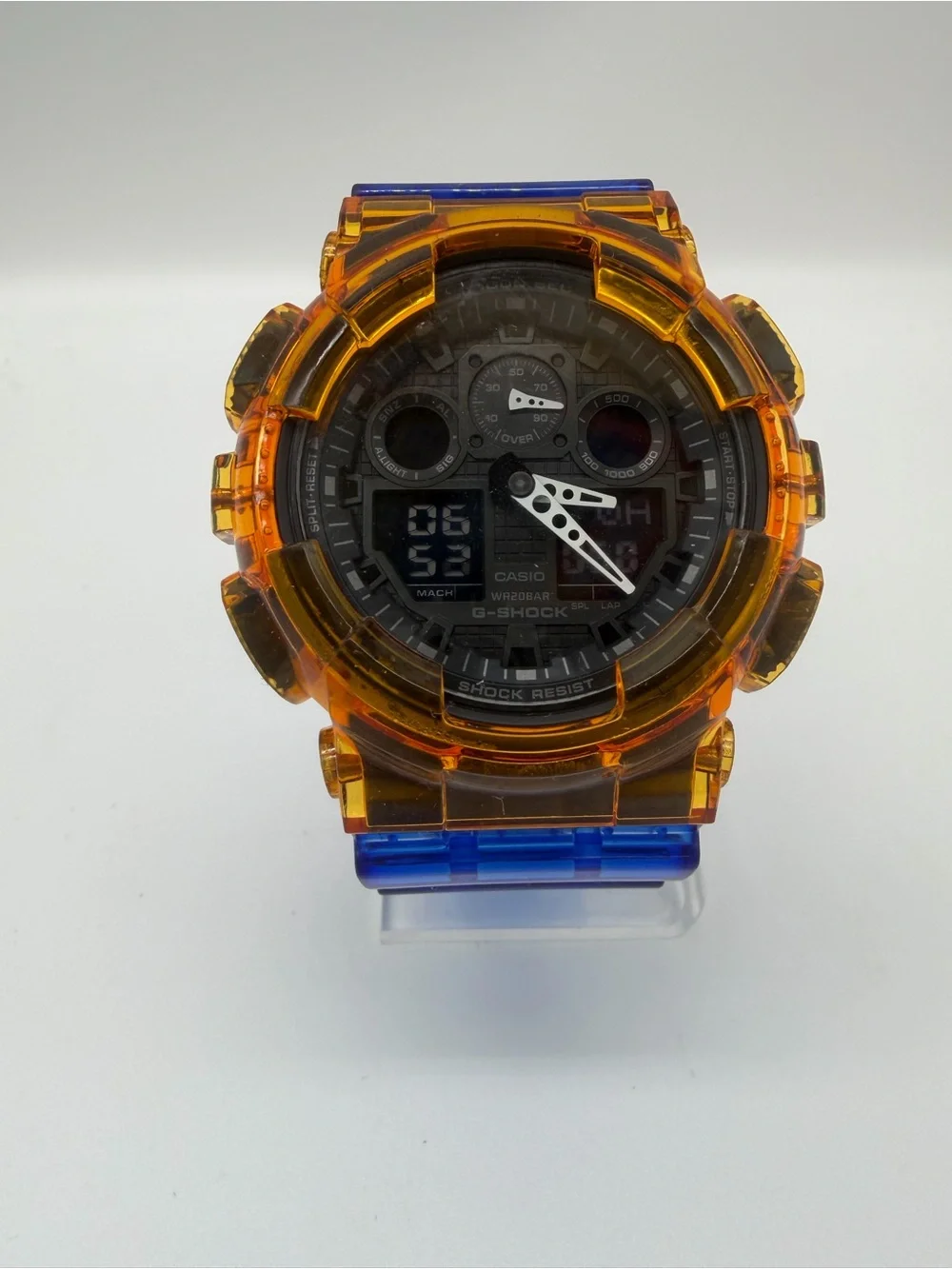 Custom “ Orange Crush”Casio G-SHOCK GA-100 Orange & Blue Skeleton Watch