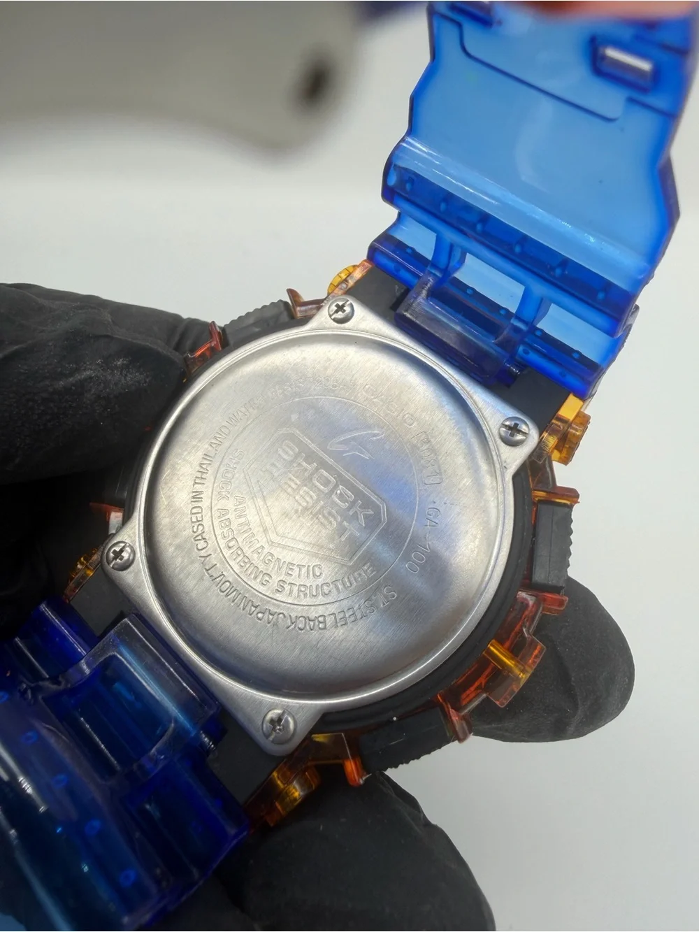 Custom “ Orange Crush”Casio G-SHOCK GA-100 Orange & Blue Skeleton Watch