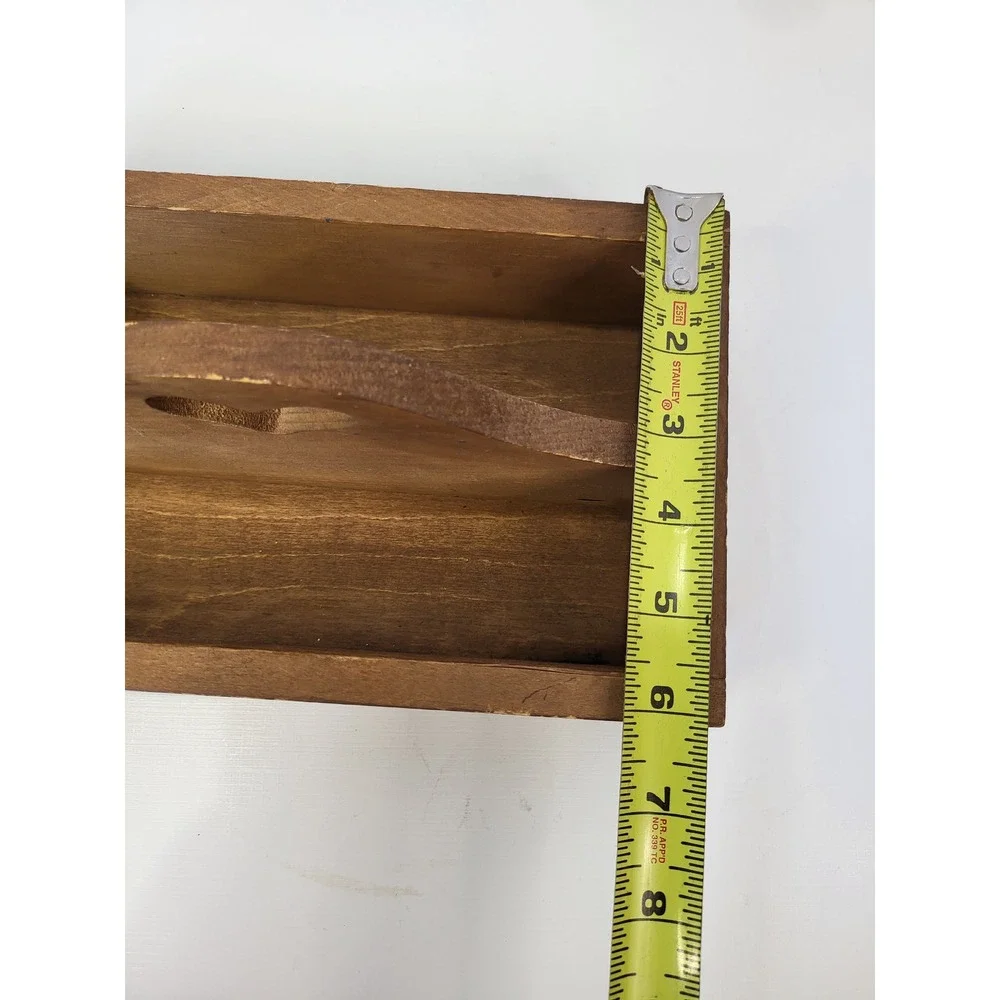 Vintage Primitive Wooden Caddy Heart Handle Saltbox House Country Farmhouse