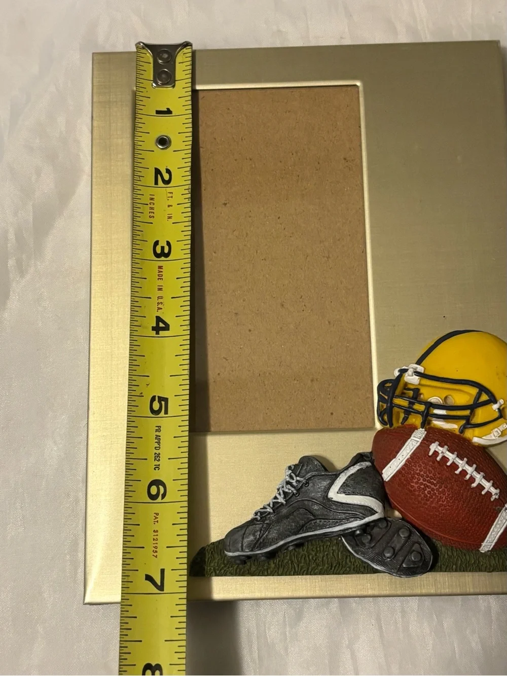 Football Theme Photo Frame - Yellow Helmet Football Cleats Accent