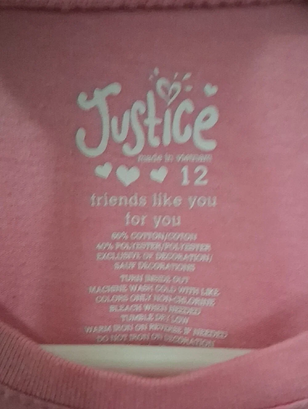 Justice Pink Graphic Tee with Dark Pink Lettering