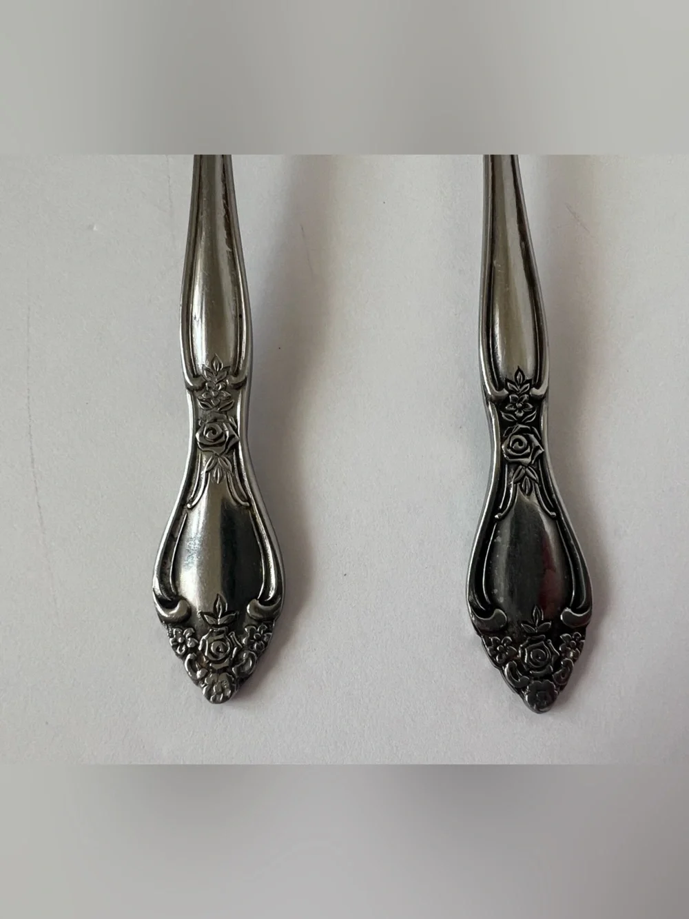 Vintage JIC Stainless Japan Rose Pattern Teaspoons Set of 2 Replacement Flatware