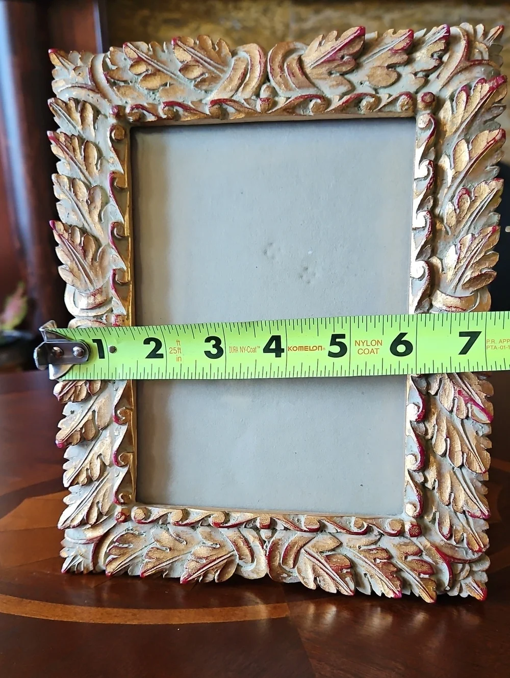 Vintage Italian Style Carved Wood Gilt Picture Frame - Ornate Gold & Red 5x7