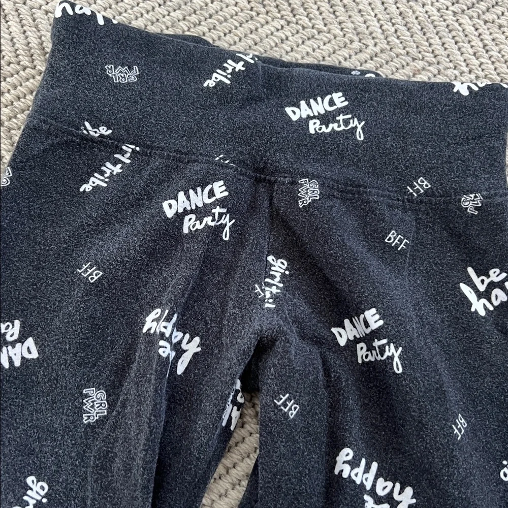 Justice Black Leggings with White Text Print