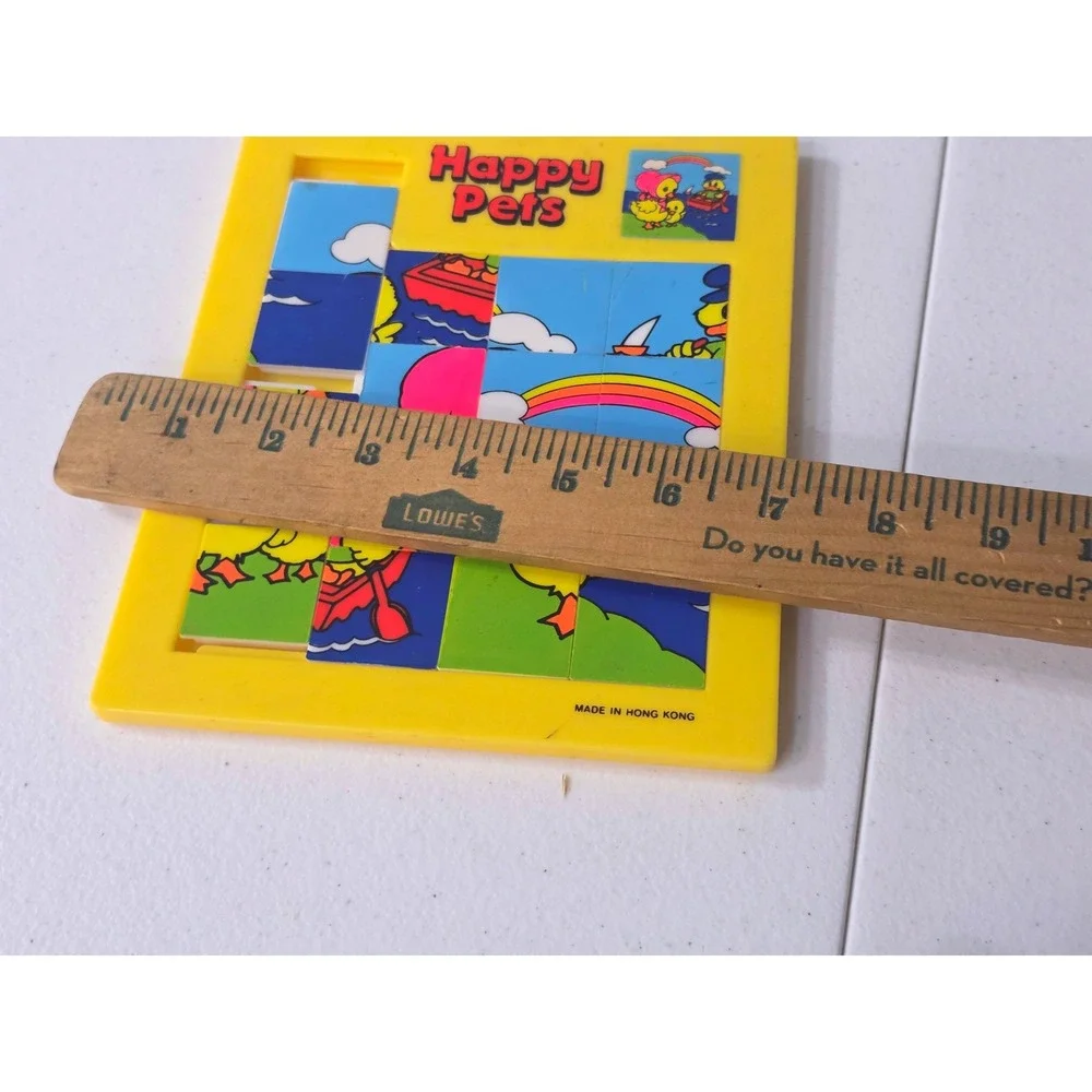 Vintage Happy Pets Sliding Tile Puzzle Yellow Duck Rainbow Handheld Game HK