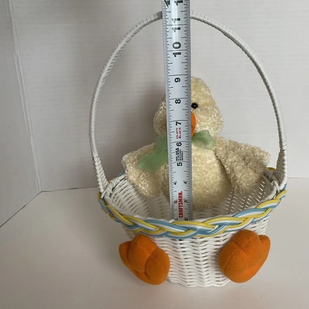 Vintage Plush Duck Easter Basket Baby Cute T.L. Toys Hong Kong