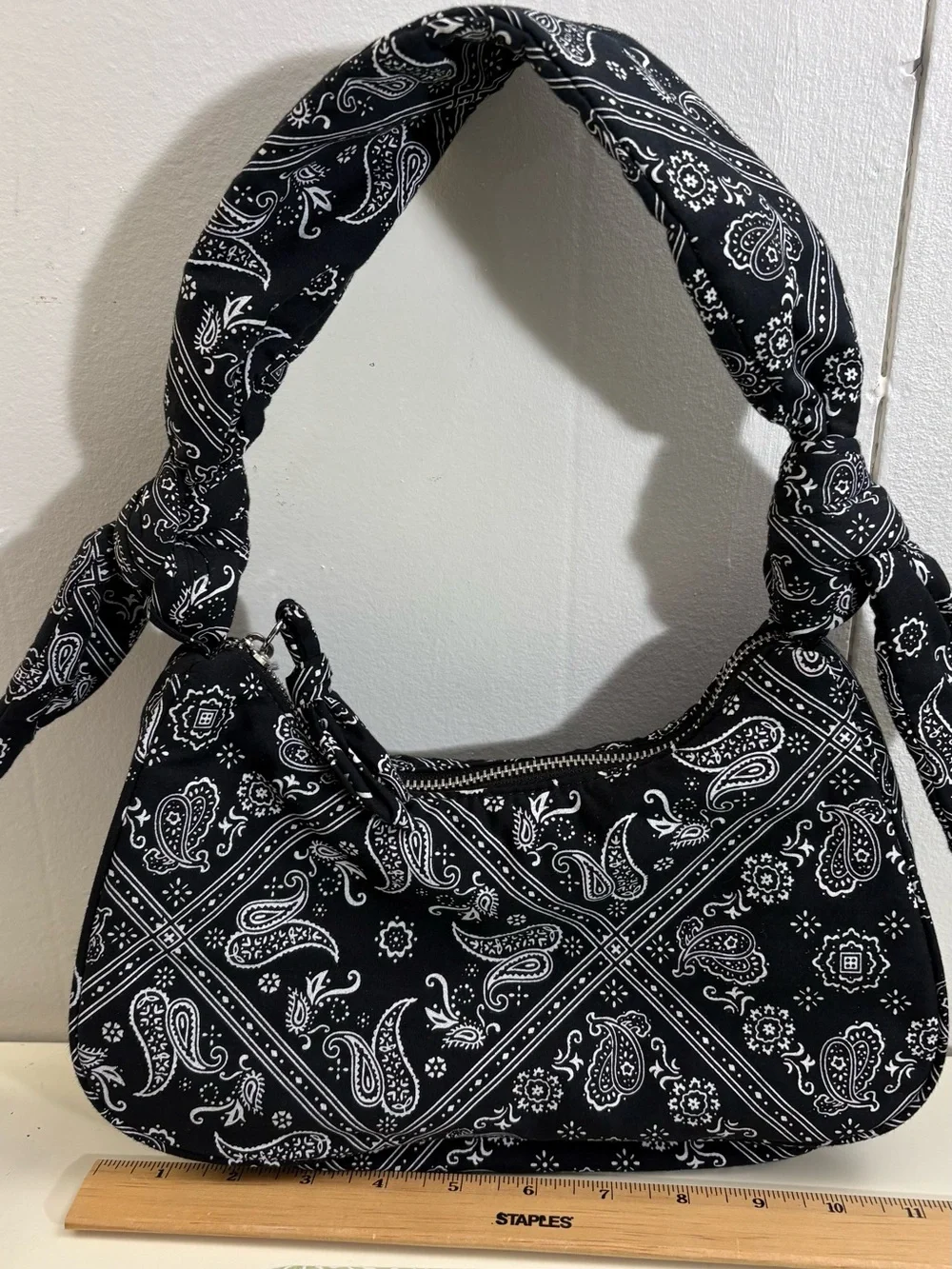 Zara Black Paisley Hobo Shoulder Bag - Stylish Everyday Carry