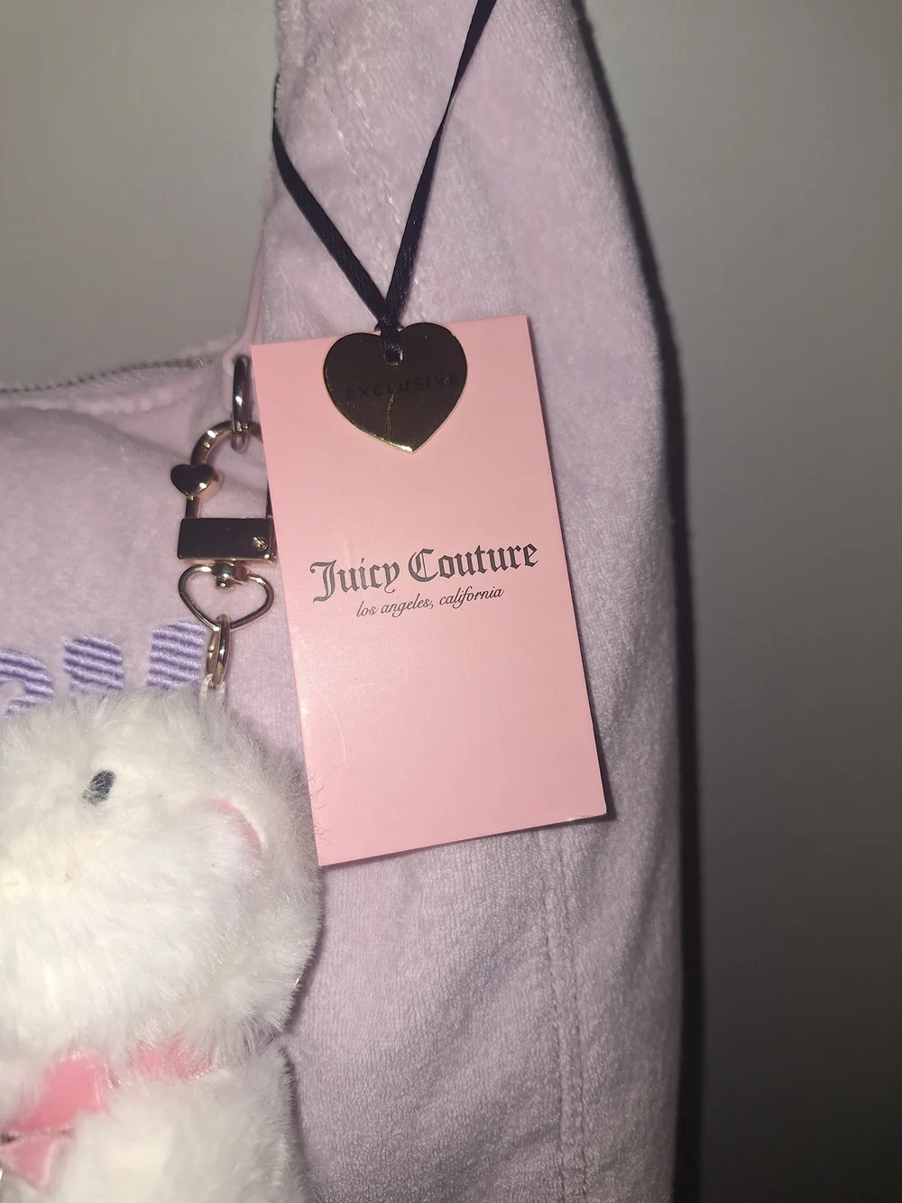 EXCLUSIVE Juicy Couture Lilac/Pastel Pink Logo Hobo Bag with Plush Charm