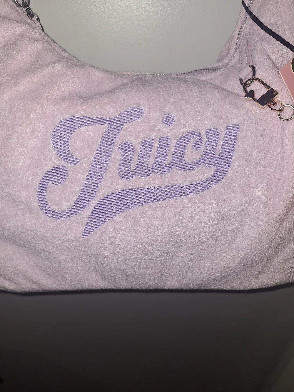 EXCLUSIVE Juicy Couture Lilac/Pastel Pink Logo Hobo Bag with Plush Charm