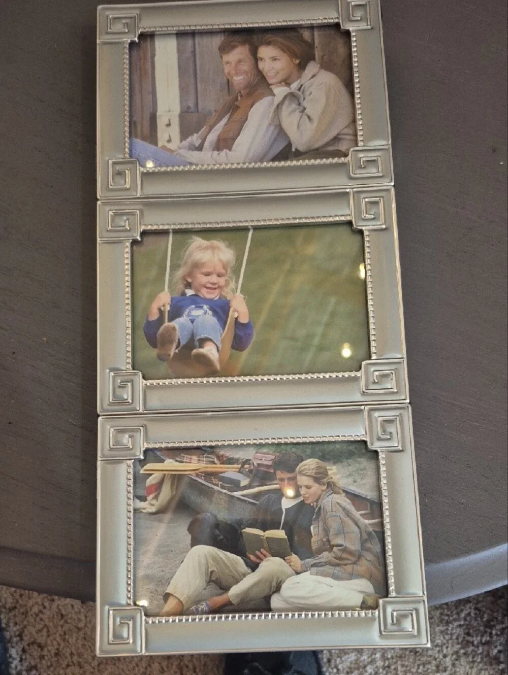 Silver 9-Window Folding Photo Frame Display