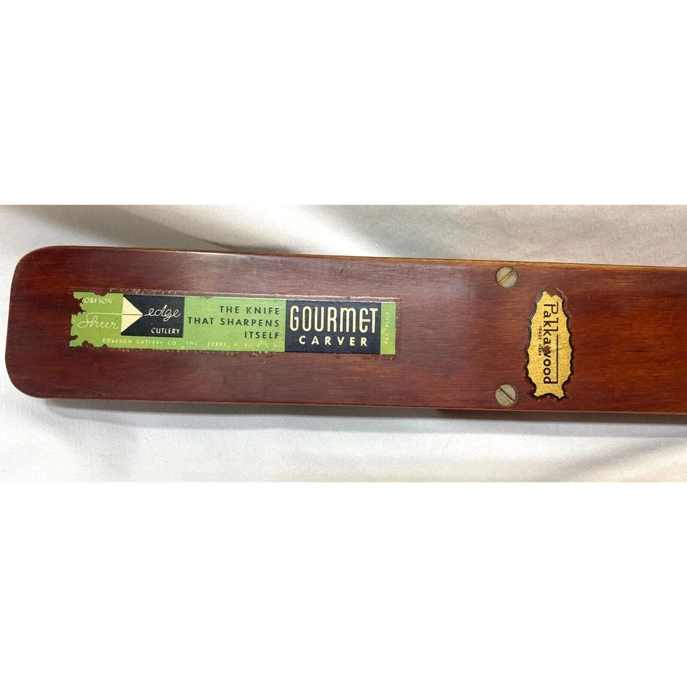 2PC ShurEdge Knife Slicer Carver Robeson Gourmet Cutlery Wooden Case Carving Set