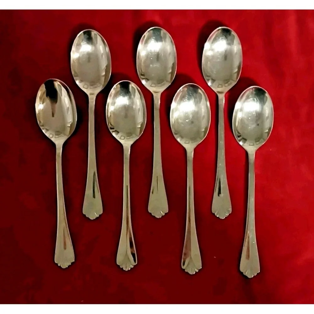 7 Soup Spoons Farberware BAYPORT Stainless Flatware Silverware Replacement 7.25