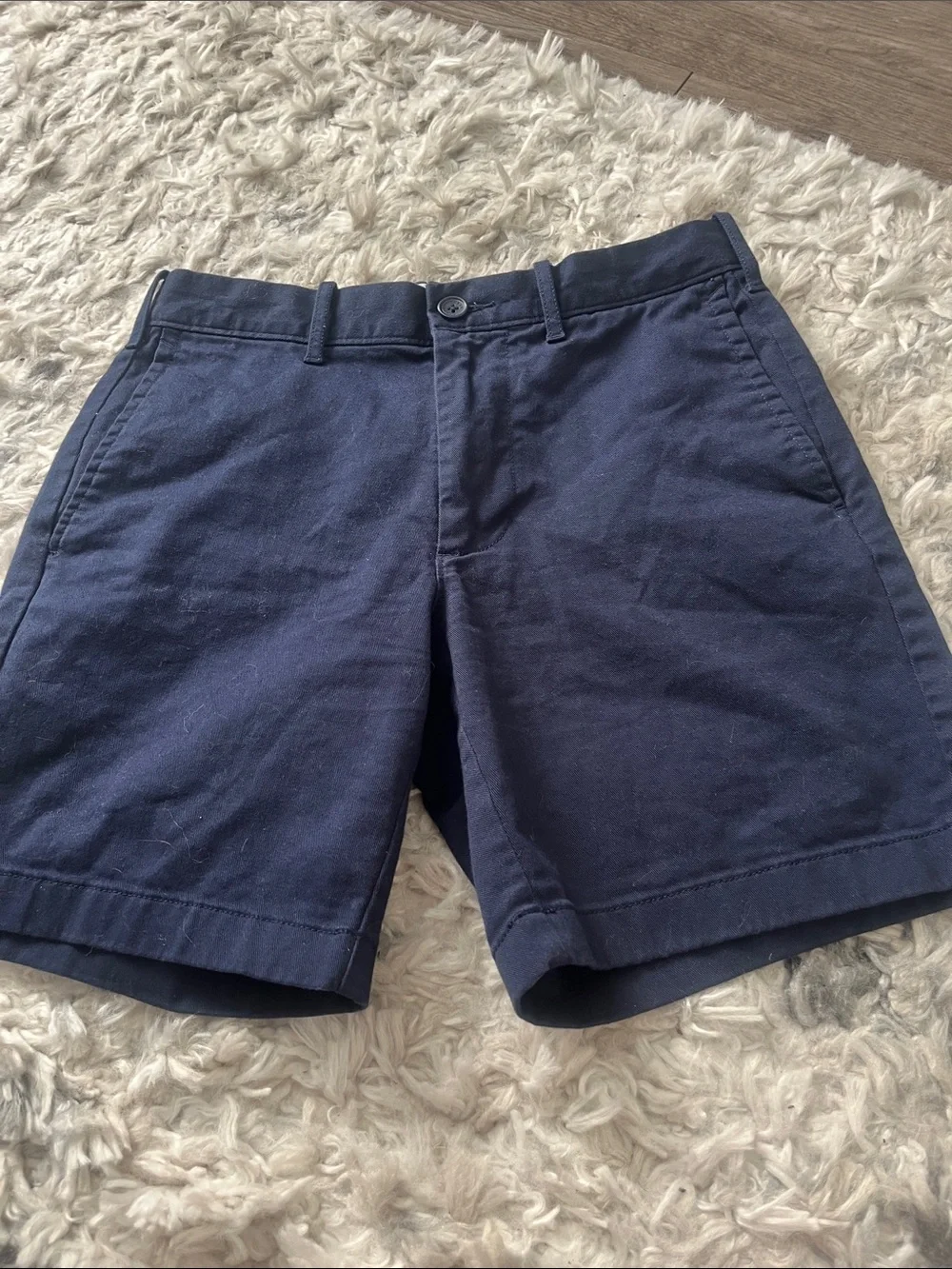 J. Crew Navy Flat-Front Cotton Chino Shorts