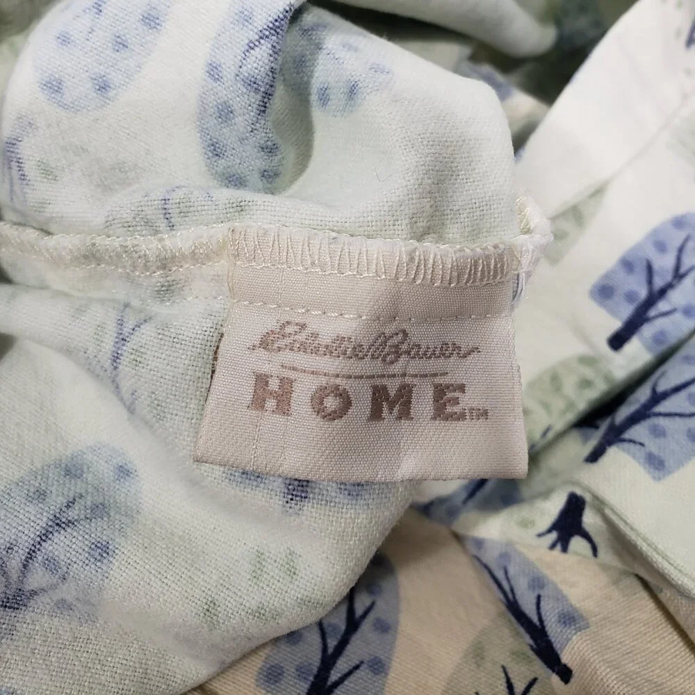 Eddie Bauer HOME  Standard Flannel Pillow Case   Tree Pattern  / Blue Green