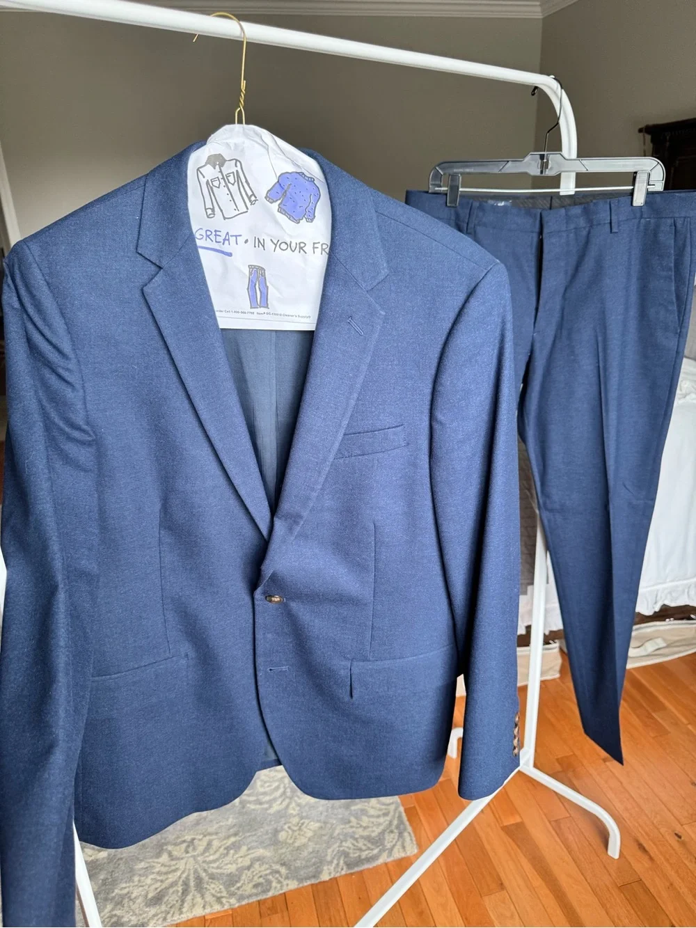 J. Crew Flex Wool Men's Navy Blue Two-Piece Suit Blazer & Trousers