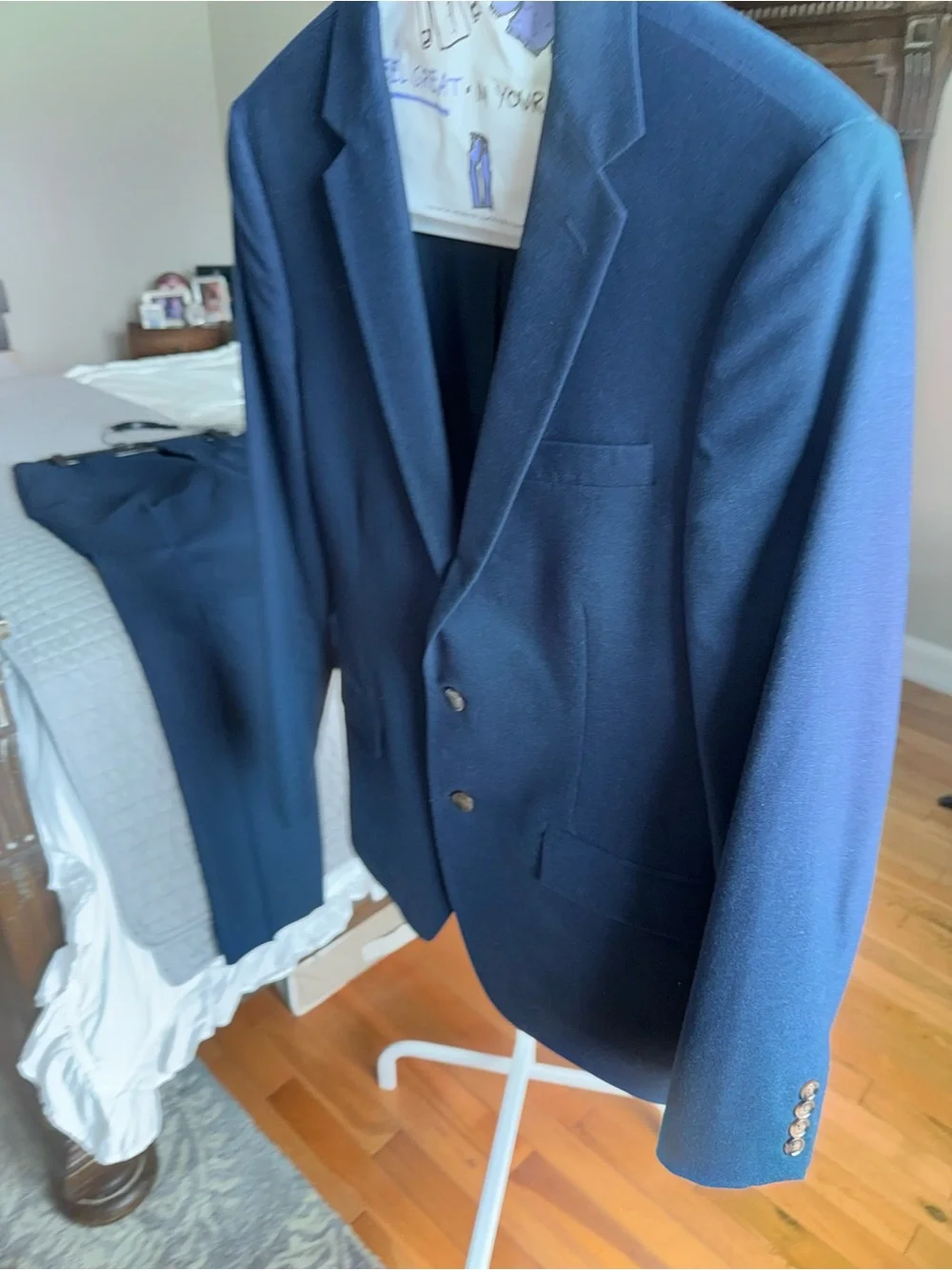 J. Crew Flex Wool Men's Navy Blue Two-Piece Suit Blazer & Trousers