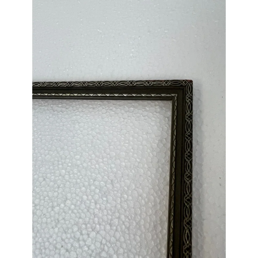 Vintage Carved Wood Picture Frame Art Deco Border Dark Brown 7.5x10 Inch antique